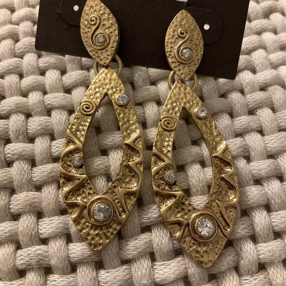 0046-Chico's Textured Gold Earrings - Picture 2 of 3